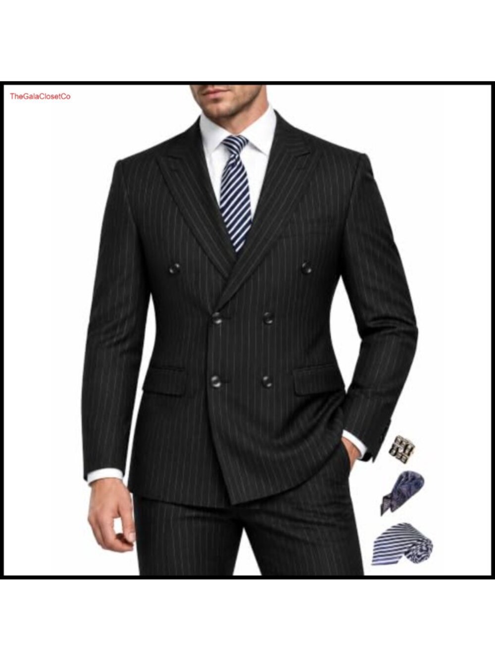 Men's Double Breasted Slim Fit 2 Piece Suit Set Wedding Prom Business